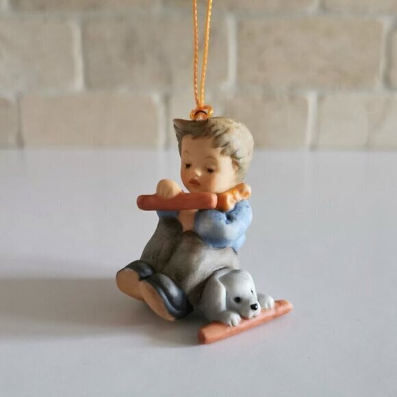 Sharing Christmas Sweets Berta Hummel Christmas Ornament Goebel Cute Kid Puppy - Picture 2 of 5